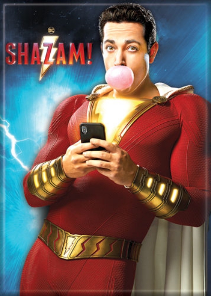 SHAZAM! Movie Standing SHAZAM Blowing a Bubble Photo Refrigerator Magnet UNUSED picture