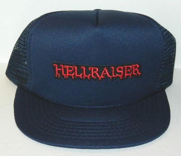 Hellraiser Movie Name Logo Embroidered Patch on a Black Baseball Cap Hat NEW