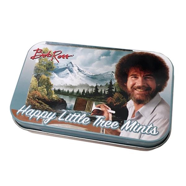 Bob Ross Happy Little Tree PepperMints In Embossed Metal Tin, NEW SEALED