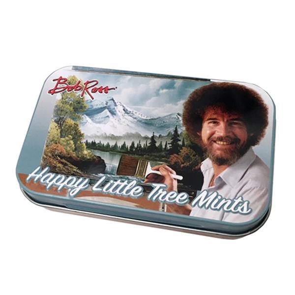 Bob Ross Happy Little Tree PepperMints In Embossed Metal Tin, NEW SEALED picture