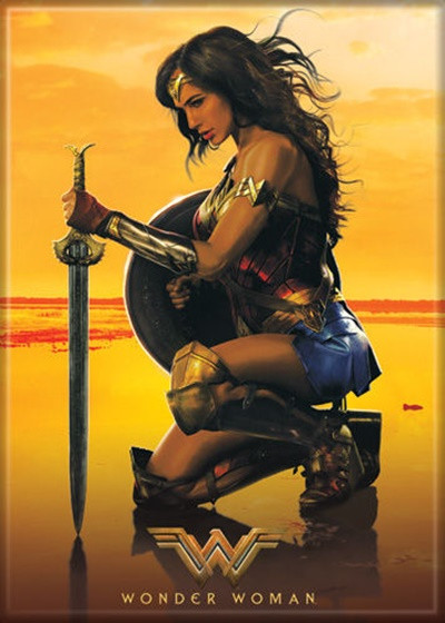 Wonder Woman Movie Kneeling with Sword Image Refrigerator Magnet NEW UNUSED