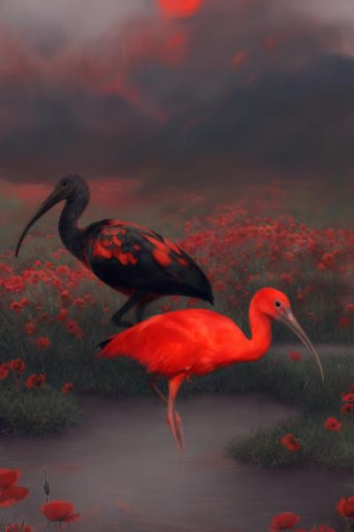 Scarlet Ibis & Poppies picture