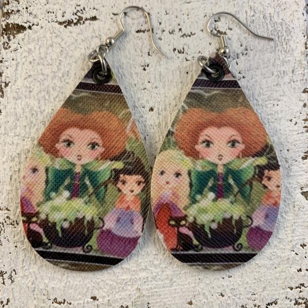 Hocus Pocus faux leather earrings