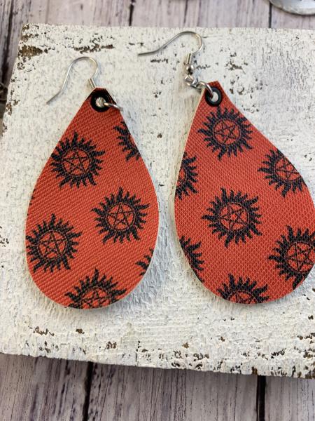 Supernatural faux leather earrings