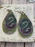 HP slytherin faux leather earrings