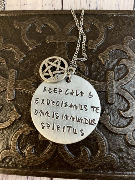 Supernatural necklace- keep calm/exorcism picture