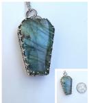 Sterling silver and labradorite coffin pendant 1