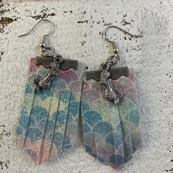 Mermaid scale earrings with charm