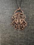 Double dragon copper pendant and chain