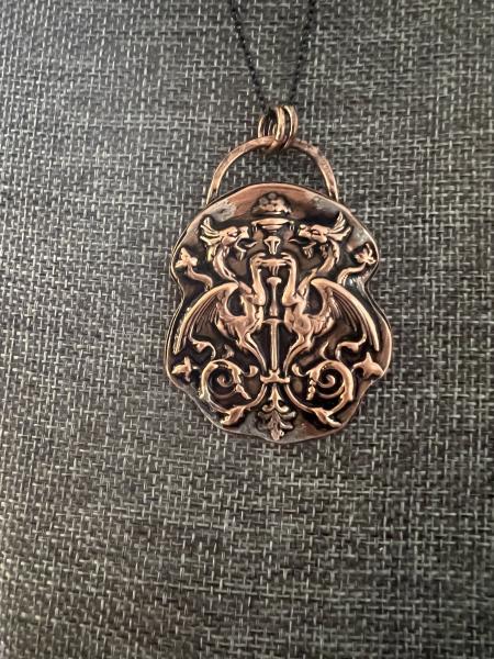 Double dragon copper pendant and chain picture