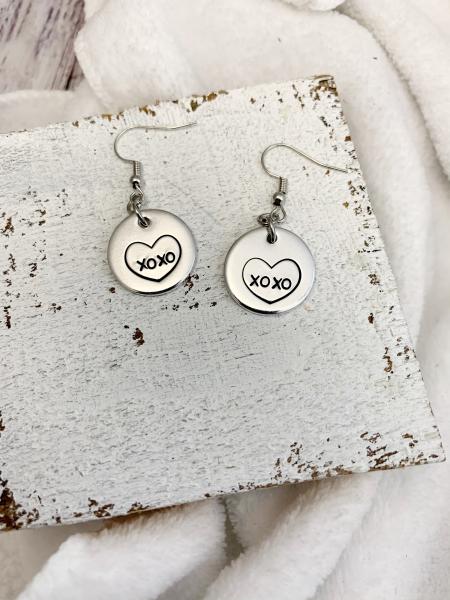 Conversation heart earrings XOXO