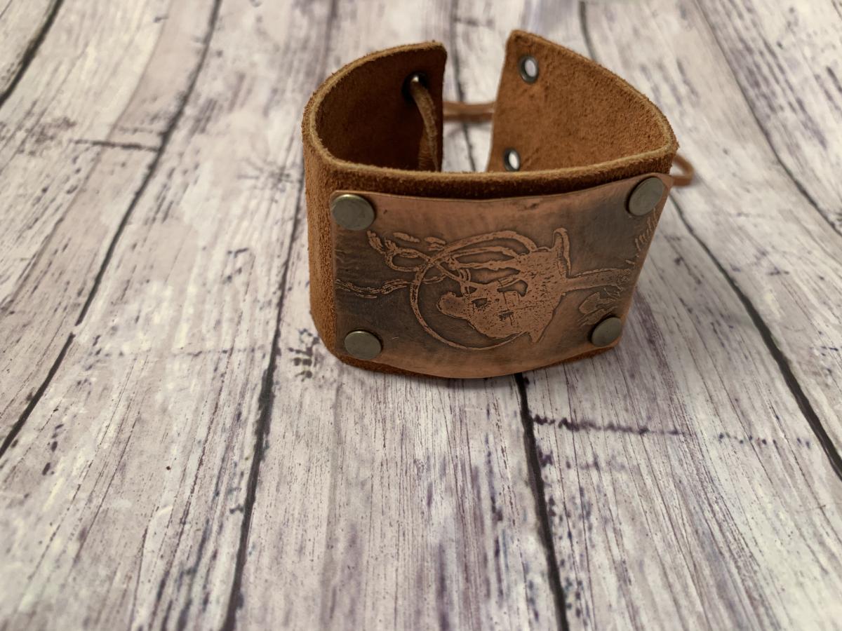 Alice in Wonderland Caterpillar bracelet- copper/leather picture