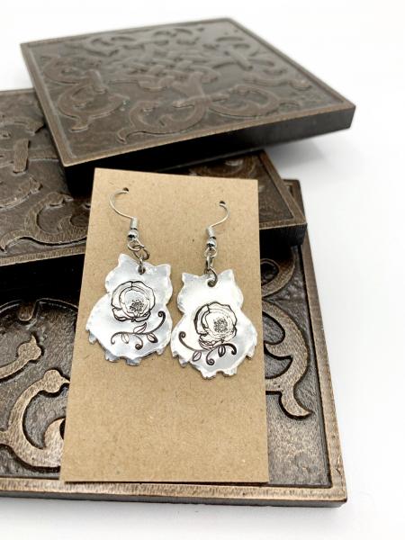 Owl earrings with flowers picture