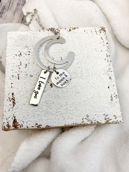 I love you to the moon- moon and dangles necklace picture