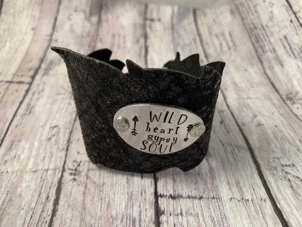 WIld heart gypsy soul leather cuff picture