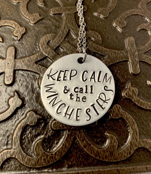 Supernatural necklace- Keep calm and call Winchesters