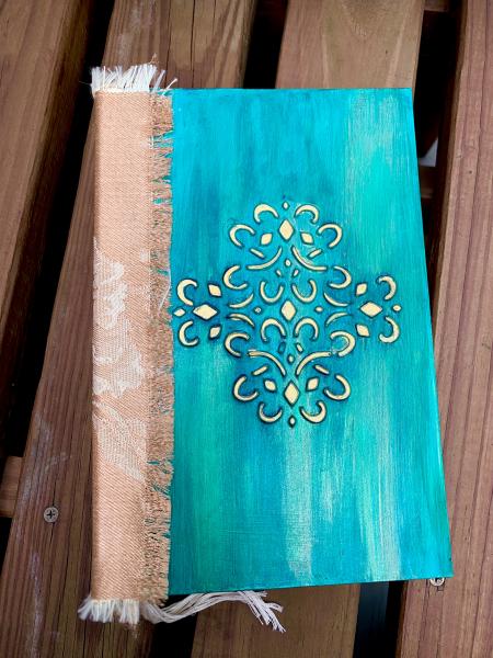 Green and Gold Medallion journal Handmade