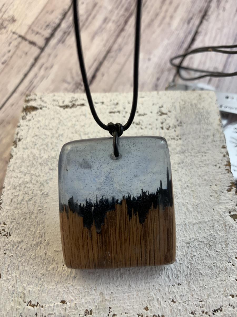Resin and Wood- fantasy landscape- light blue picture