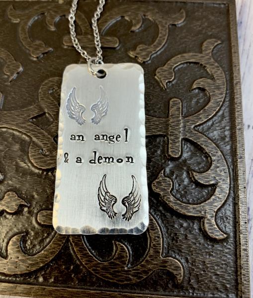 Good Omens necklace- angel and demon picture