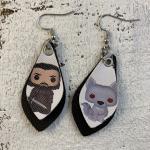 GOT Jon Snow and Ghost faux leather earrings