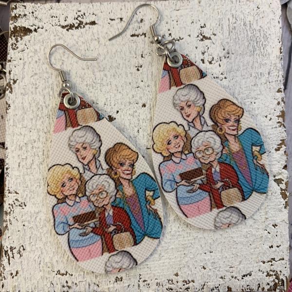 Golden Girls Faux leather earrings picture