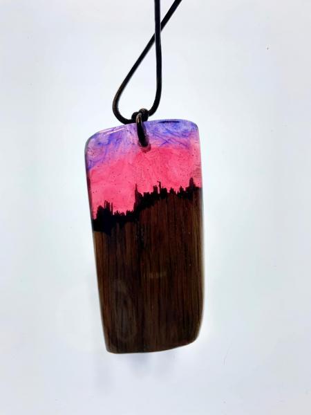Resin and Wood- fantasy landscape- red with blue