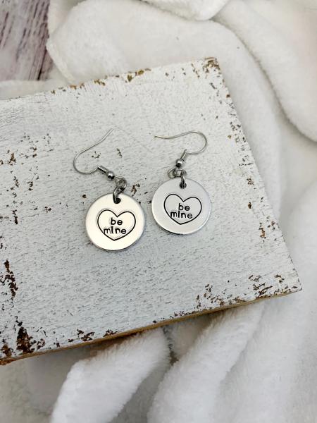 Conversation heart earrings be mine picture