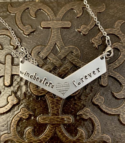 Supernatural necklace chevron- Winchesters forever