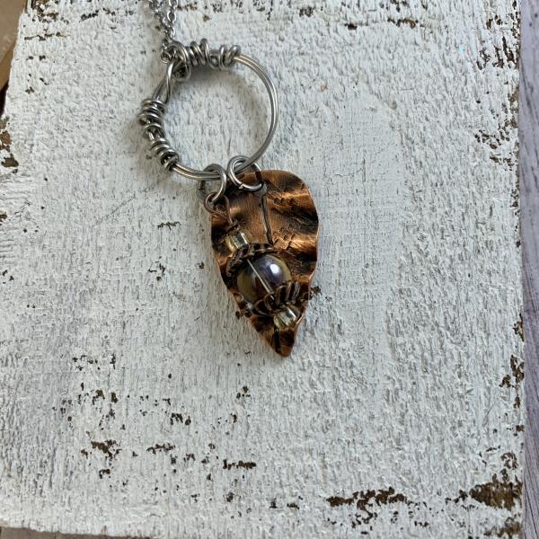 Copper leaf dangle necklace 3