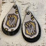 Hufflepuff faux leather earrings- 2 layer