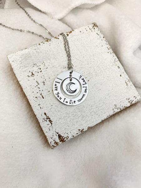 I love you to the moon and back washer necklace
