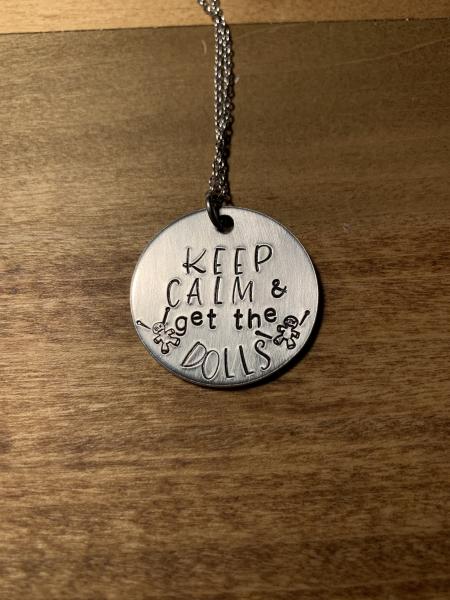 Voodoo doll necklace- keep calm