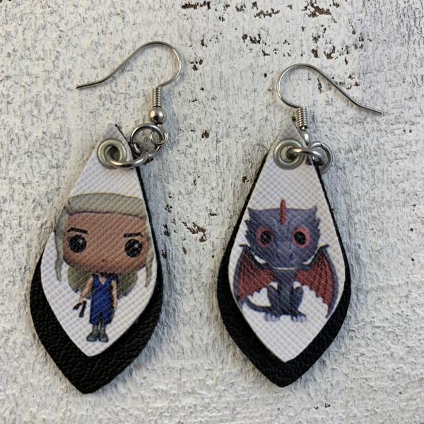 Game of Thrones Mother of dragons faux leather earrings