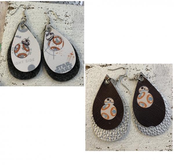 Star Wars earrings- BB-8 faux leather 2 layer picture