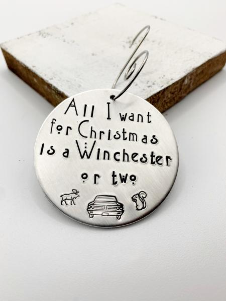 Supernatural Christmas ornament- All I want for Christmas/Winchester picture