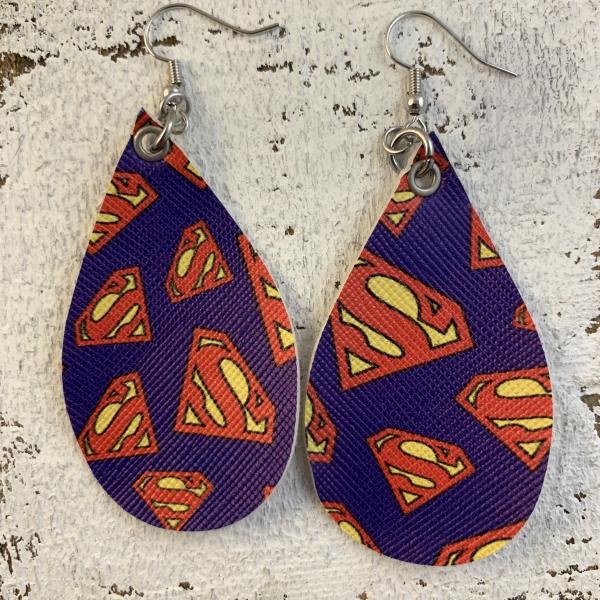Superman faux leather earrings