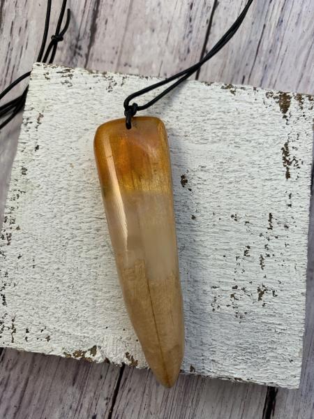 Resin and Wood- fantasy landscape necklace- yellow orange