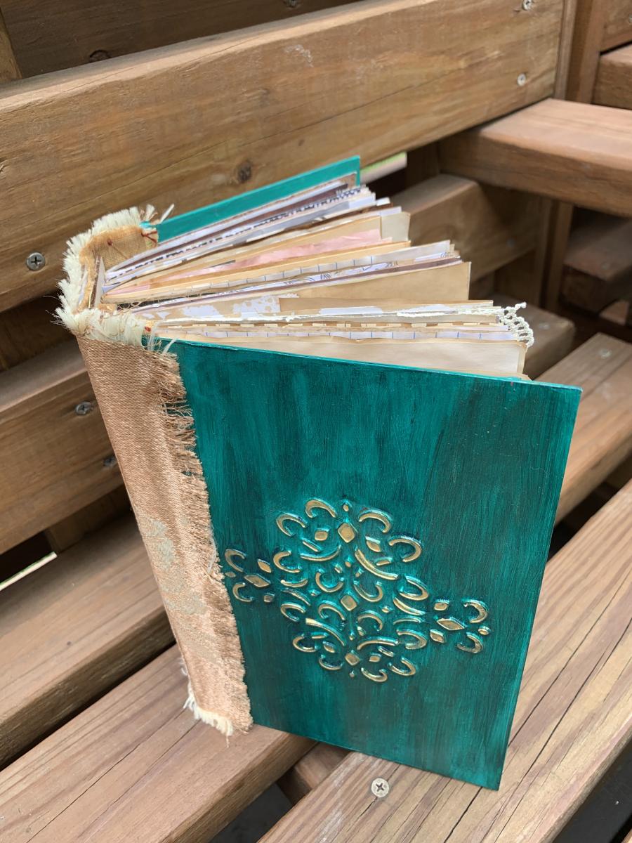 Green and Gold Medallion journal Handmade picture