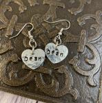 Supernatural Dean (or Sam or Cas) heart earrings