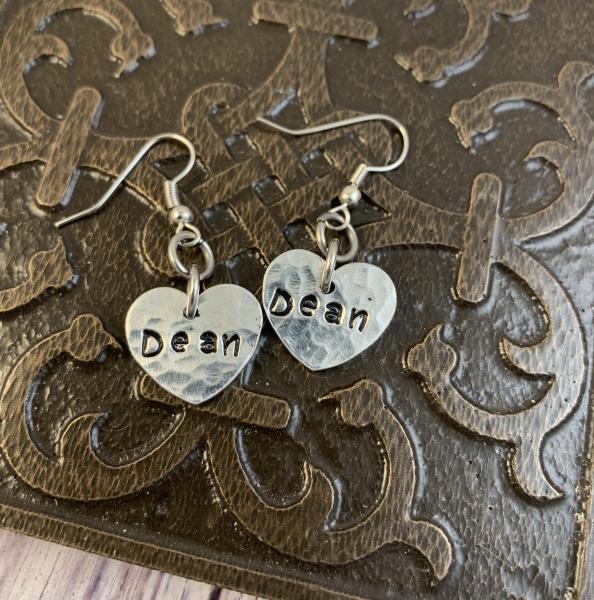 Supernatural Dean (or Sam or Cas) heart earrings picture