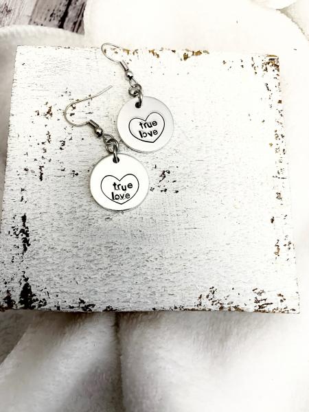 Conversation heart earrings true love