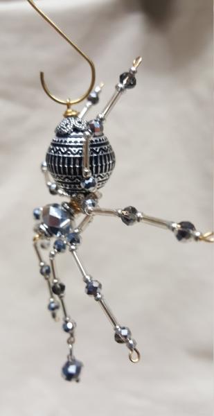 Christmas Silver Beaded Dew Drop Ornament Spider