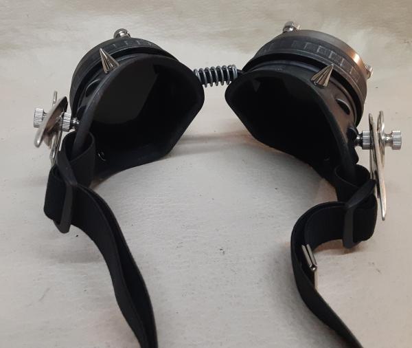 Steampunk Engineer Black Bat Wing Goggles picture