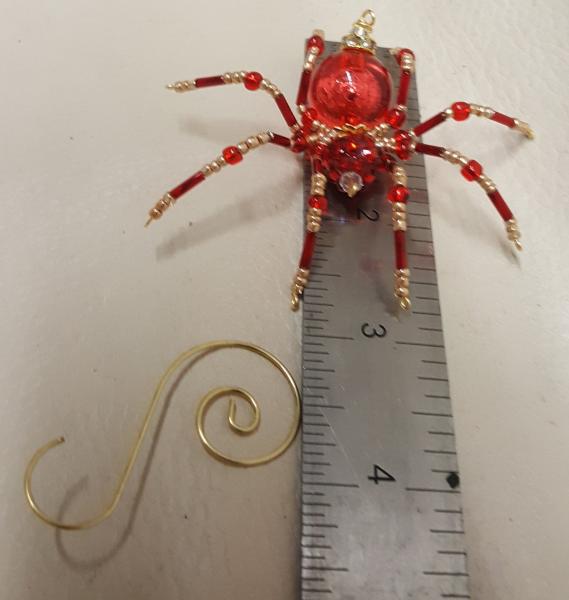 Small Steampunk Beaded Blood Red Spider picture