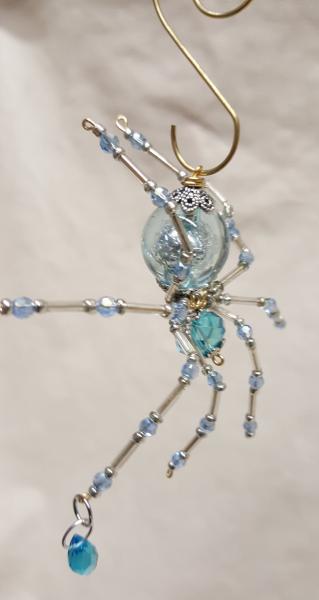 Steampunk/Christmas Dew Drop Crystalline Blue Ice Spider picture