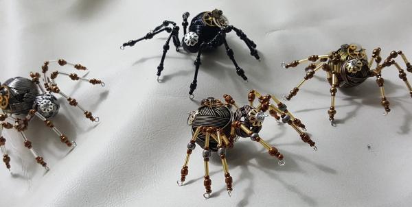 Steampunk Metal Beaded Spider w/Gears picture