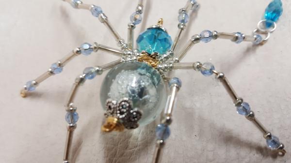 Steampunk/Christmas Dew Drop Crystalline Blue Ice Spider picture