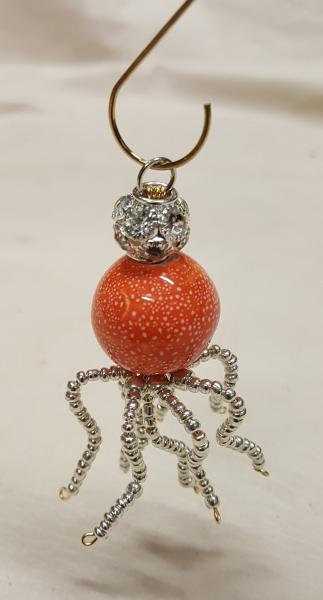 Orange Crowned Speckled Steampunk Beaded Octopus picture