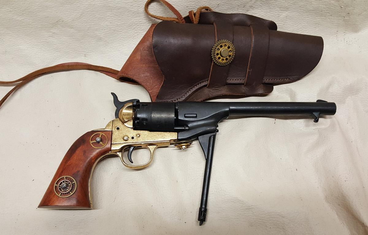 Steampunk 1860 Colt Army Non-Firing Revolver w/Holster picture