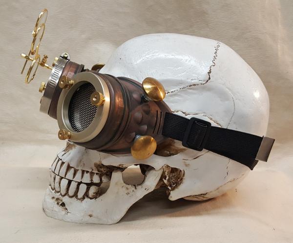 Steampunk Copper Engineer Goggles With Triple Golden Loupes picture